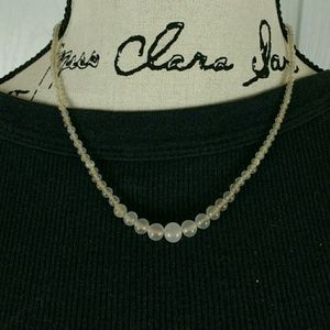 Vintage translucent beaded necklace, 17" long